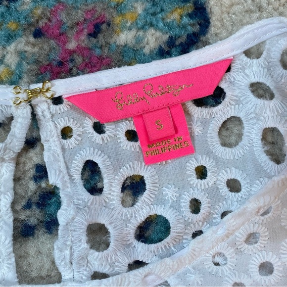 Lilly Pulitzer White Eyelet Embroidery Ruffle Trim Top - Picture 8 of 12